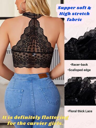Kaei&Shi الخروج، هالتر ديب V، الدانتيل Racerback، الأزهار بوستير Bralette in Saudi Arabia