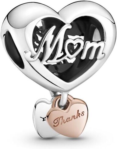 Pandora Thank You Mom Heart Charm Bracelet Charm Moments Bracelets - Stunning Women's Jewelry - Gift for Women - Made Rose & Sterling Silver in Kuwait