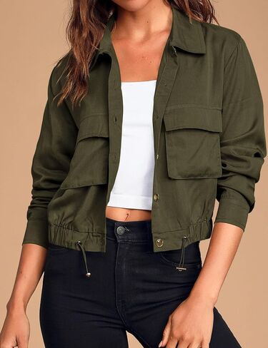 سترة فضفاضة غير رسمية للنساء من BUNSLOOM، نمط صيد عسكري، سترة مخصرة كبيرة الحجم، معطف أنوراك مع جيوب in Kuwait