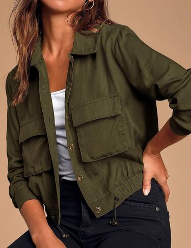 سترة فضفاضة غير رسمية للنساء من BUNSLOOM، نمط صيد عسكري، سترة مخصرة كبيرة الحجم، معطف أنوراك مع جيوب in Kuwait