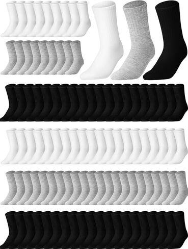 Haysandy 150 Pairs Casual Crew Socks for Women Men Lightweight Soft Cotton Socks Athletic Men's Dress Socks for Homeless Gift in Saudi Arabia