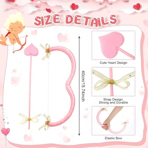 Leitee Valentine's Day Cupid Bow and Arrow Cupid Accessories Heart Shape Bow Knot Cupid Valentine's Day Costume in Saudi Arabia