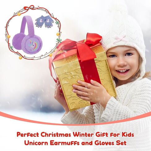 ACTLATI Kids متماسكة يونيكورن غطاء للأذنين والقفازات مجموعة الفتيات أفخم الأذن يفشل الشتاء في الهواء الطلق تدفئة الأذن والقفازات مجموعة in Kuwait