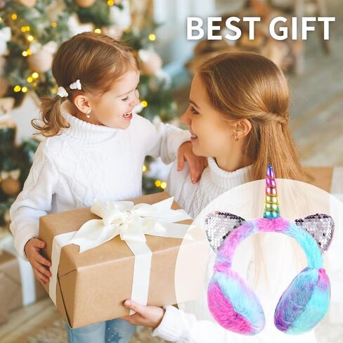Cute Unicorn Earmuffs for Girls Sequin Shinny Ear Warmers Soft Plush Winter Earmuff Covers for Outdoor Winter in Saudi Arabia
