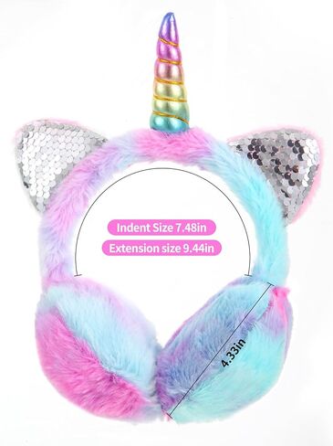 Cute Unicorn Earmuffs for Girls Sequin Shinny Ear Warmers Soft Plush Winter Earmuff Covers for Outdoor Winter in Saudi Arabia