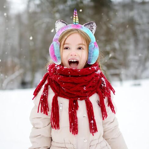 Cute Unicorn Earmuffs for Girls Sequin Shinny Ear Warmers Soft Plush Winter Earmuff Covers for Outdoor Winter in Saudi Arabia