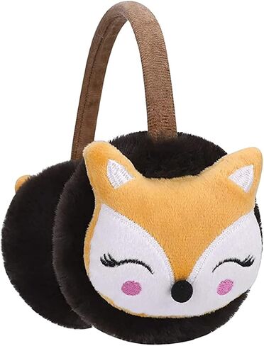 Kids Earmuffs Fox Pattern Ear Warmers Plush Cartoon Ear Protector Fluffy Plush Ear Cover Winter Warm Earmuffs (3-8Y) in Saudi Arabia