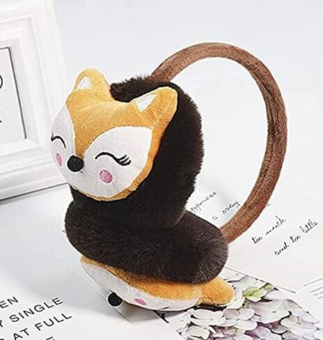 Kids Earmuffs Fox Pattern Ear Warmers Plush Cartoon Ear Protector Fluffy Plush Ear Cover Winter Warm Earmuffs (3-8Y) in Saudi Arabia