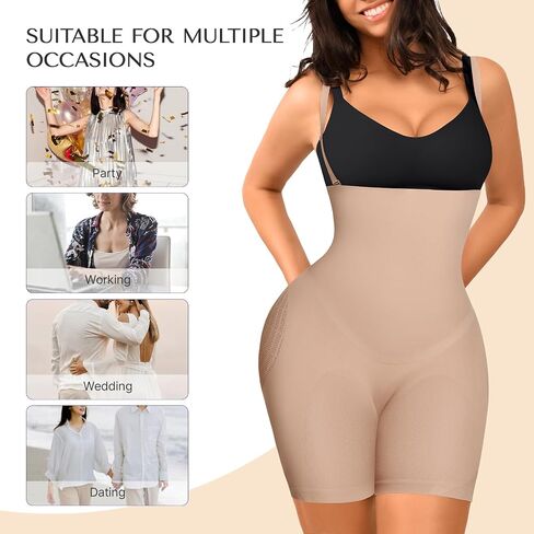 SHAPELLX Butt Lifting Shapewear Tummy Control High Waist Faja Body Shaper Shorts with Removable Straps in Saudi Arabia