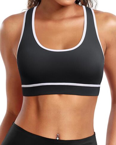 Holipick Women's Sports Bra Bikini Tops Racerback Swim Top Scoop Neck Bathing Suits Top Modest Padded Crop Tops Swimsuit Only in Saudi Arabia