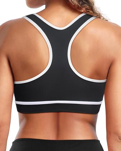 Holipick Women's Sports Bra Bikini Tops Racerback Swim Top Scoop Neck Bathing Suits Top Modest Padded Crop Tops Swimsuit Only in Saudi Arabia