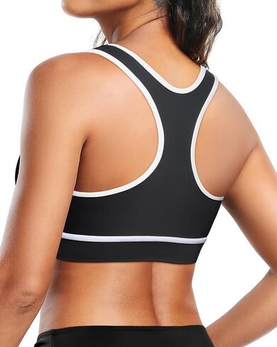Holipick Women's Sports Bra Bikini Tops Racerback Swim Top Scoop Neck Bathing Suits Top Modest Padded Crop Tops Swimsuit Only in Saudi Arabia