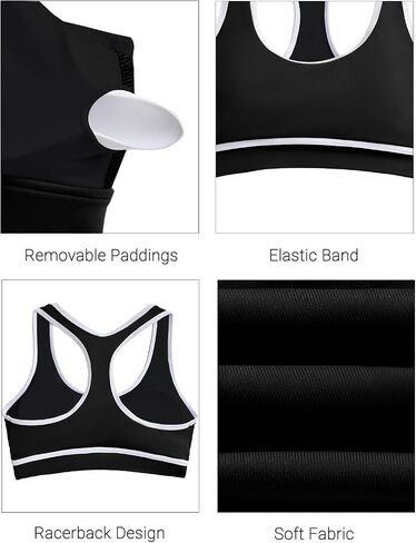 Holipick Women's Sports Bra Bikini Tops Racerback Swim Top Scoop Neck Bathing Suits Top Modest Padded Crop Tops Swimsuit Only in Saudi Arabia