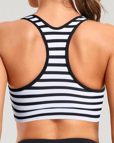 Holipick Women's Sports Bra Bikini Tops Racerback Swim Top Scoop Neck Bathing Suits Top Modest Padded Crop Tops Swimsuit Only in Saudi Arabia