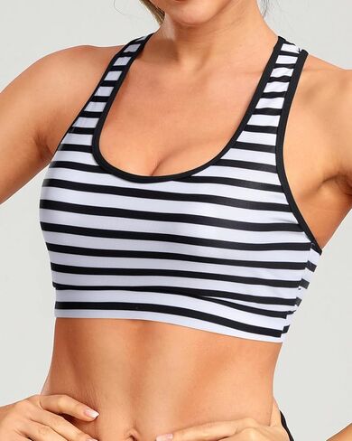 Holipick Women's Sports Bra Bikini Tops Racerback Swim Top Scoop Neck Bathing Suits Top Modest Padded Crop Tops Swimsuit Only in Saudi Arabia