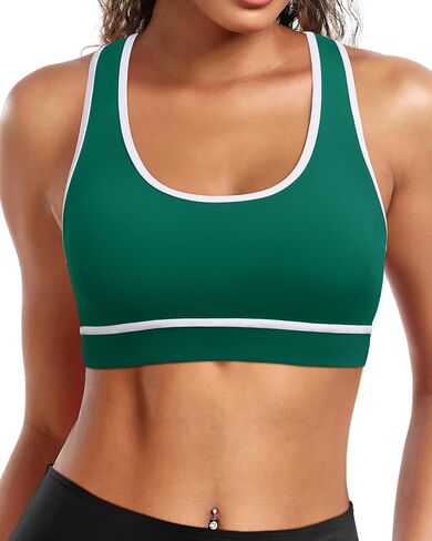 Holipick Women's Sports Bra Bikini Tops Racerback Swim Top Scoop Neck Bathing Suits Top Modest Padded Crop Tops Swimsuit Only in Saudi Arabia