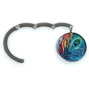 QWTGIUN Peacock Feathe Purse Hanger Purse Hook for Table Foldable Handbag Storage Folding Decor Table Hook in Kuwait