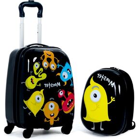 Olakids Kids Luggage Set, 16’’ Carry on Suitcase and 12’’ Travel Backpack with Rolling Spinner Wheels for Boys Girls, 2 Pcs Trolley Case Gift for Children Toddlers (Pink Owl)