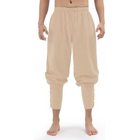 JIEFULL Men's Ankle Banded Gothic Pants Renaissance Pirate Costume Halloween Medieval Retro Pants in Saudi Arabia