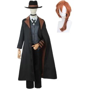 FAZA Men Nakahara Chuuya Cosplay Costume Bungo Anime Stray Dogs Cosplay Uniform Trench Coat Outfit Halloween Party Costume