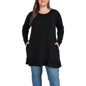 Shiaili Long Plus Size Tunic Tops for Women Ruffle Hem Shirts for leggings in Saudi Arabia