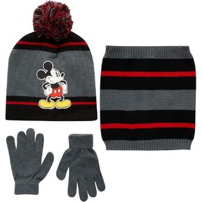 Disney Baby Boys' Mickey Mouse Cold Weather Set - Hat, Gloves or Mittens, Gaiter (2T-7)