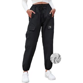 SANGTREE Girls&Womens Fleece Cargo Pants,Warm Jogging Trousers