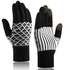 Achiou Womens Winter Gloves for Cold Weather, Touchscreen Warm Texting Knit Gloves for Women Girls Soft Velvet Fleece Lined in Kuwait