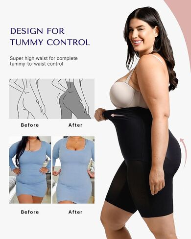 SHAPELLX Shapewear Tummy Control for Women High Waist Slimmer Body Shaper Waist Trainer Butt Lifter Bodysuit Faja Shorts in Kuwait