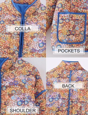 Yimoon Women's Cropped Puffer Quilted Jacket Vintage Floral Print Open Front Lightweight Short Jacket Outwear in Saudi Arabia