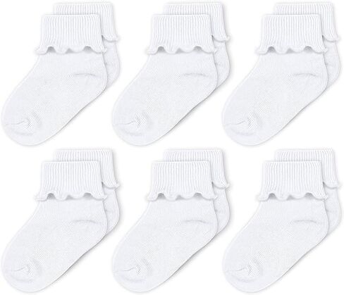 جوارب CozyWay للفتيات الصغيرات، جوارب مكشكشة بحافة مموجة وأساور أكمام للفتيات الصغيرات | 6-أزواج in Saudi Arabia