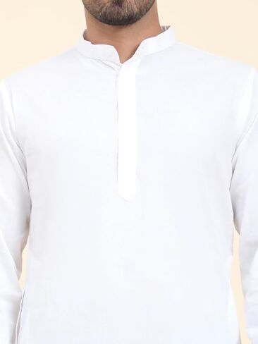 SKAVIJ Men's Cotton Solid Kurta Casual Long Shirts Regular Fit in Saudi Arabia