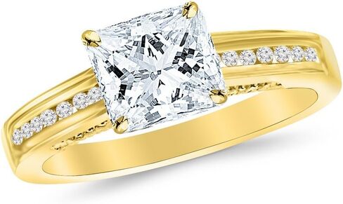 خاتم خطوبة من الذهب الأبيض عيار 14 قيراط 1 قيراط من LAB GROWN DIAMOND، خاتم خطوبة من الألماس على شكل أميرة مستديرة (لون G-H VS2-SI1 وضوح 0.75 قيراط مركزي) in Saudi Arabia