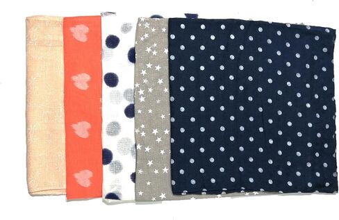 Shanlin Unisex Cotton Square Scarves 24x24 5-Pack Bundles in Kuwait