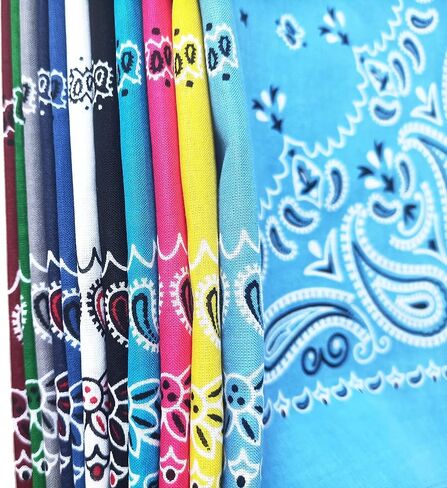 triumphal 100% Cotton bandanas/scarves for Men & Women New Paisley printed 12pcs, Mixed, 22x22 inches in Kuwait