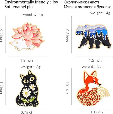 Gillna Cartoon Animal Enamel Pins Set Cute Plant Enamel Lapel Pin Badges for Clothes Bags Funny Hedgehog Fox Bear Cat Badges Brooches Jewelry Accessories in Kuwait