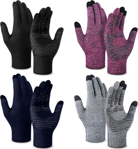Newcotte 4 Pair Winter Gloves for Men Women Touch Screen Texting Warm Gloves Anti Slip Thermal Gloves in Saudi Arabia