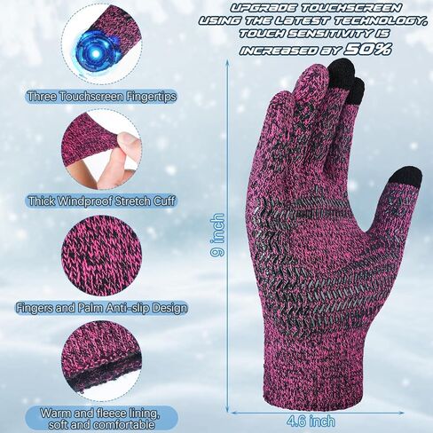 Newcotte 4 Pair Winter Gloves for Men Women Touch Screen Texting Warm Gloves Anti Slip Thermal Gloves in Saudi Arabia