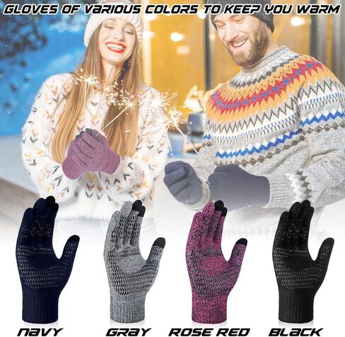 Newcotte 4 Pair Winter Gloves for Men Women Touch Screen Texting Warm Gloves Anti Slip Thermal Gloves in Saudi Arabia