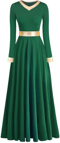 Z&X Women Praise Dance Dress Metallic Gold Liturgical Lyrical Dancewear Full Length Church Robe Worship Costume in Saudi Arabia