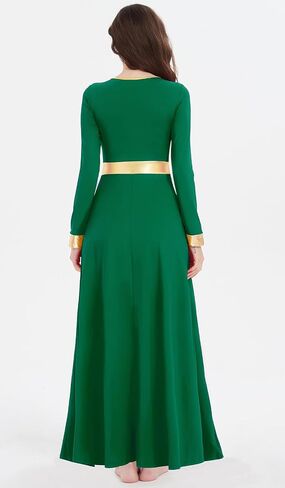 Z&X Women Praise Dance Dress Metallic Gold Liturgical Lyrical Dancewear Full Length Church Robe Worship Costume in Saudi Arabia