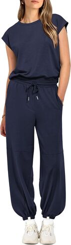 PRETTYGARDEN Women's Summer 2 Piece Tracksuit Outfit Casual Cap Sleeve Tops High Waist Pants Set Loungewear in Saudi Arabia