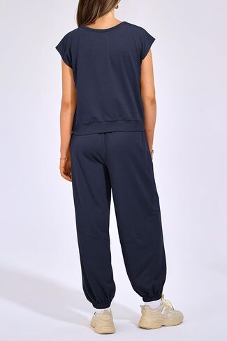 PRETTYGARDEN Women's Summer 2 Piece Tracksuit Outfit Casual Cap Sleeve Tops High Waist Pants Set Loungewear in Saudi Arabia