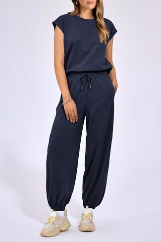 PRETTYGARDEN Women's Summer 2 Piece Tracksuit Outfit Casual Cap Sleeve Tops High Waist Pants Set Loungewear in Saudi Arabia