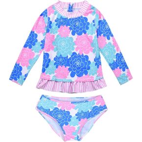Hilor Girl's Two Piece Swimsuits Long Sleeves Rashguard UPF 50+ Tankini Set Bathing Suits in Saudi Arabia