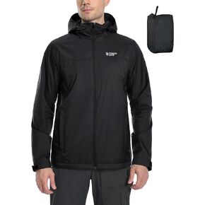 Pioneer Camp Men's Rain Jacket Waterproof with Hood Lightweight Packable Raincoat Rain Shell for Outdoor Hiking Travel