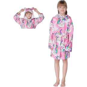 رداء حمام ناعم للفتيات، رداء من الفلانيل بغطاء للرأس للأطفال الصغار، ملابس نوم من 4T -18 عامًا in Kuwait