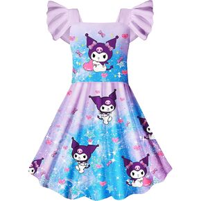 Difforever Big Girls Lovely Dress Cartoon Casual Dress Up for 5-14 Years Kids in Kuwait