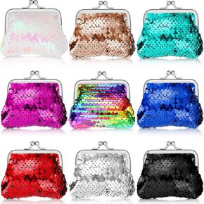 Boao 9 Pieces Sequin Coin Purses Reversible Sequins Mini Wallets Magic Flip Sequins Wallets Purses for Party Favors Gifts in Saudi Arabia