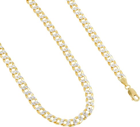 Nuragold 14k Yellow Gold 7mm Cuban Chain Curb Link Diamond Cut Pave Two Tone Bracelet, Mens Womens Lobster Clasp 7" 7.5" 8" 8.5" 9" in Saudi Arabia